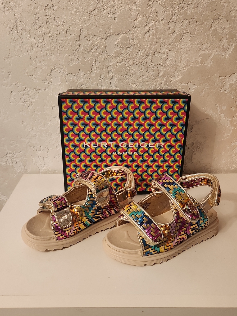 Kurt Geiger Metallic Multicolor Woven Kids Sandals